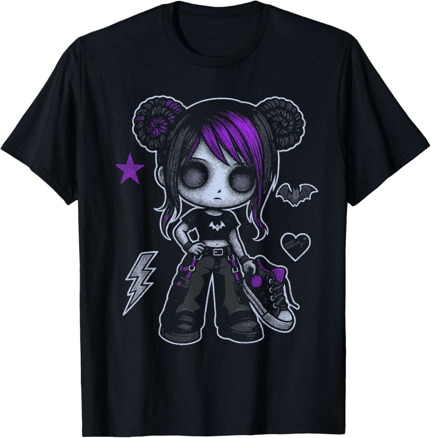 Emo Girl With Purple Highlights And Bat Goth Girl