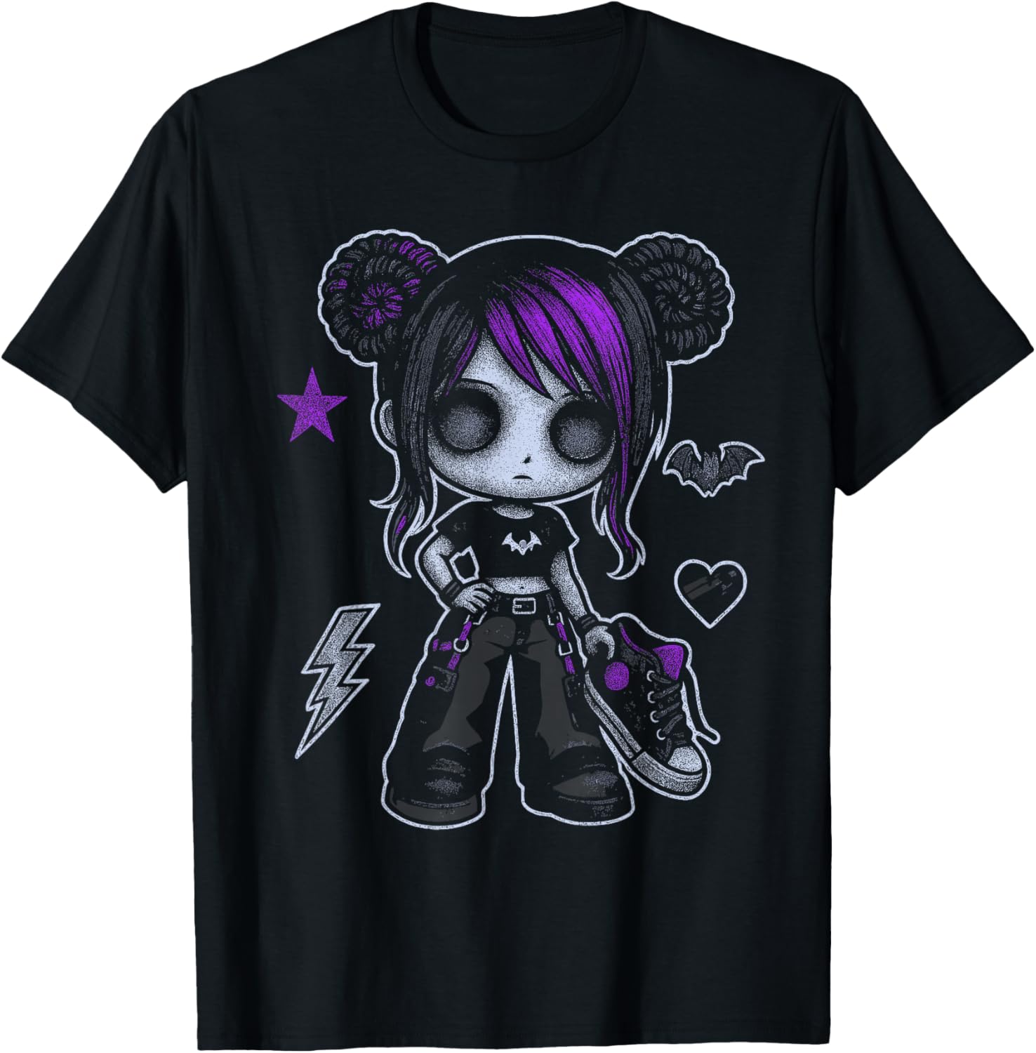 Emo Girl With Purple Highlights And Bat Goth Girl