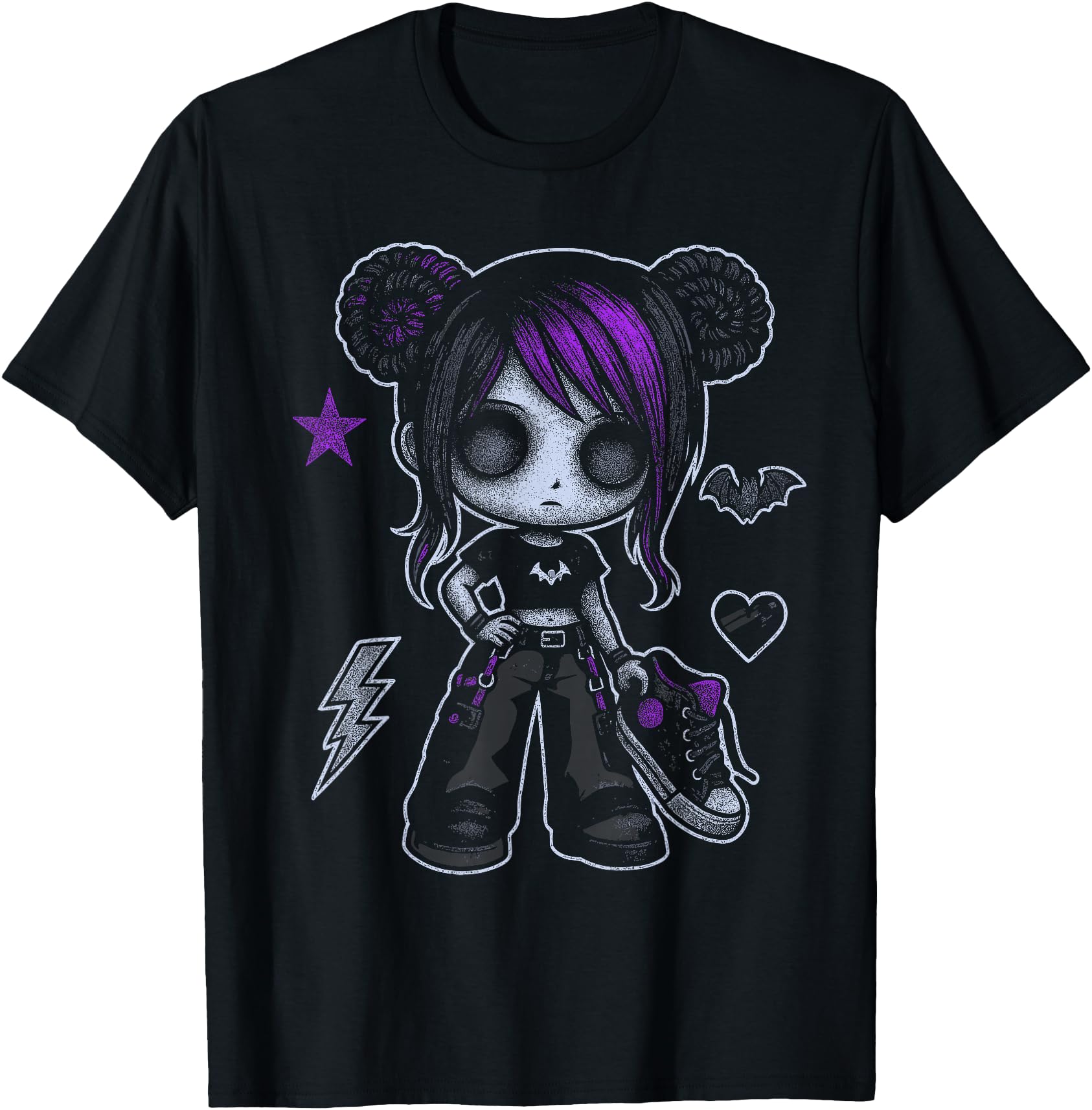 Emo Girl With Purple Highlights And Bat Goth Girl
