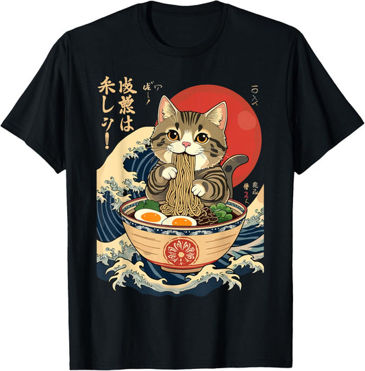 Cat Eating Ramen Noodles Kawaii Anime Manga Japanese Cat