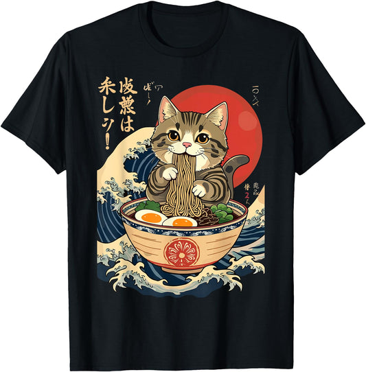Cat Eating Ramen Noodles Kawaii Anime Manga Japanese Cat