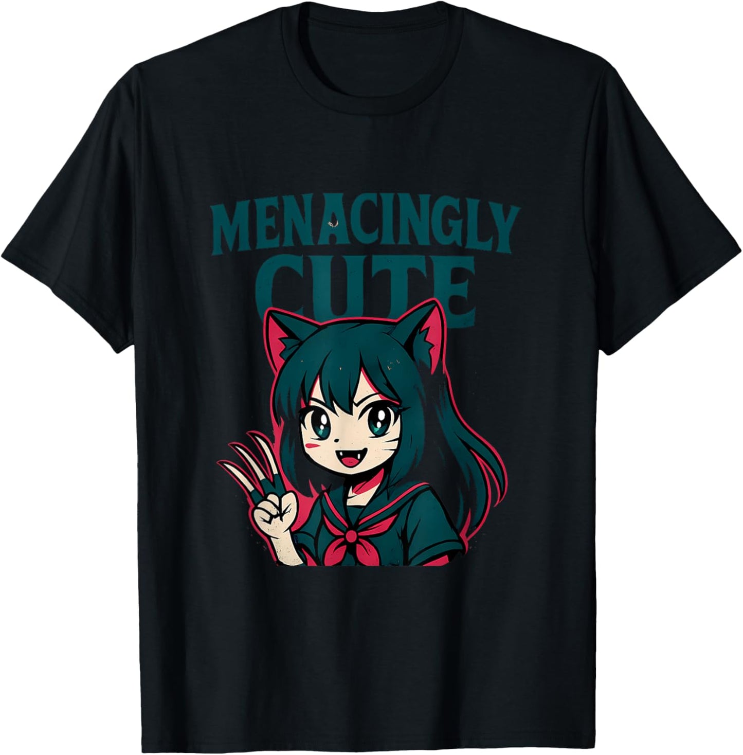 Menacingly Cute Anime Cat Girl Horror Kawaii Graphic Design