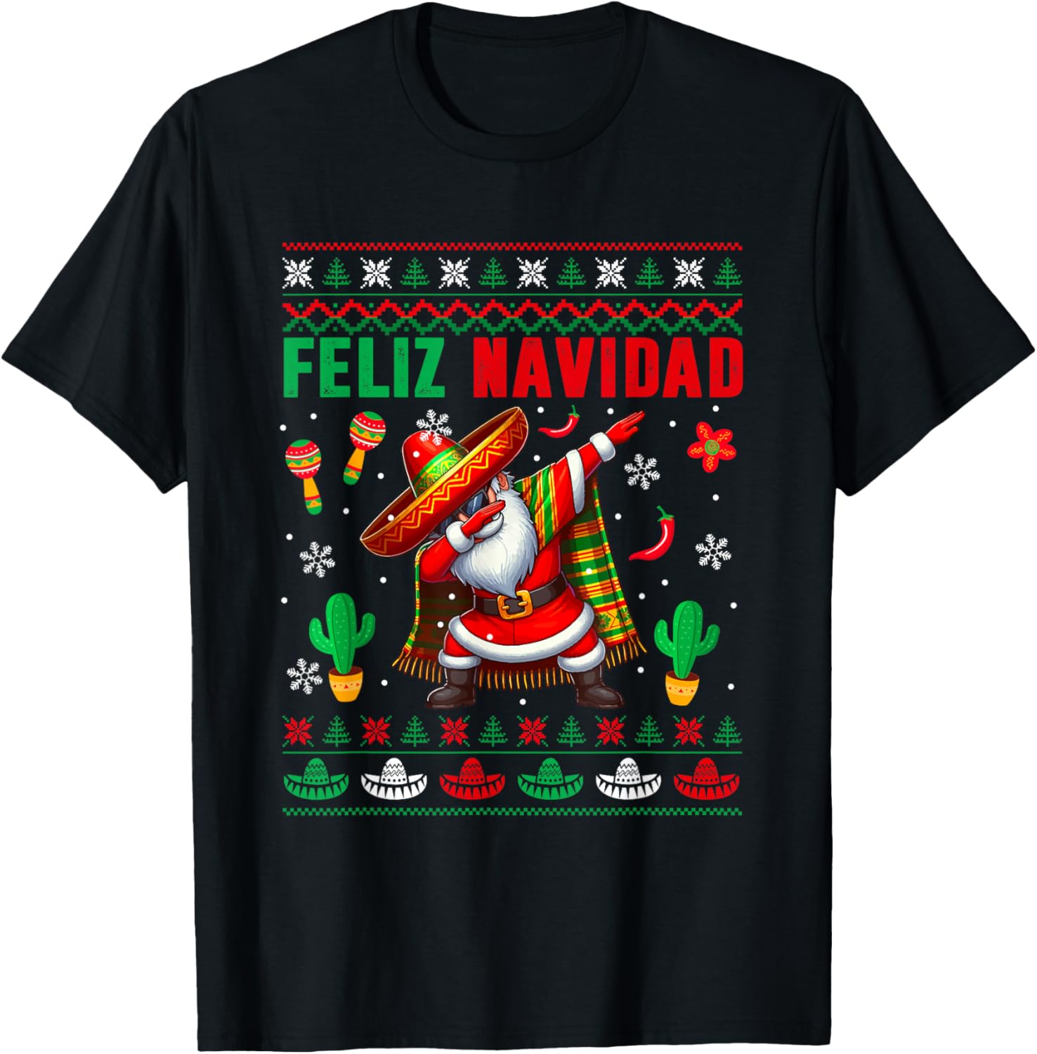 Feliz Navidad Xmas Sweater Santa Sombrero Dabbing Mexican