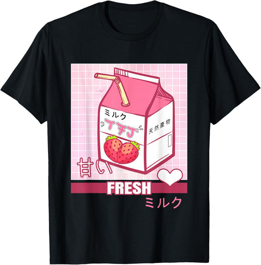 90s Japanese Otaku Gifts Anime Shirt Aesthetic Stylish Milk