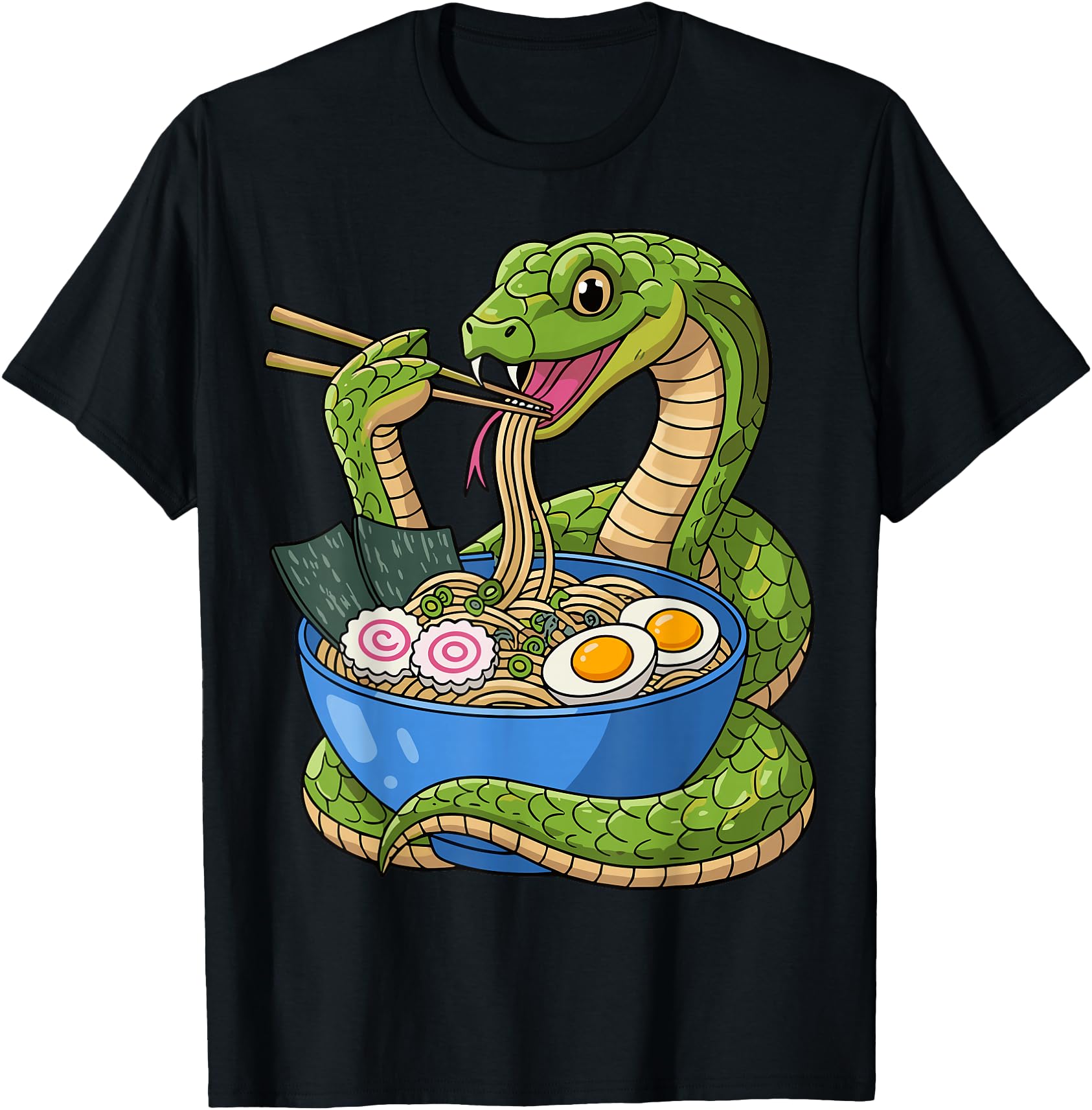 Funny Snake Eating Ramen Noodles Japanese