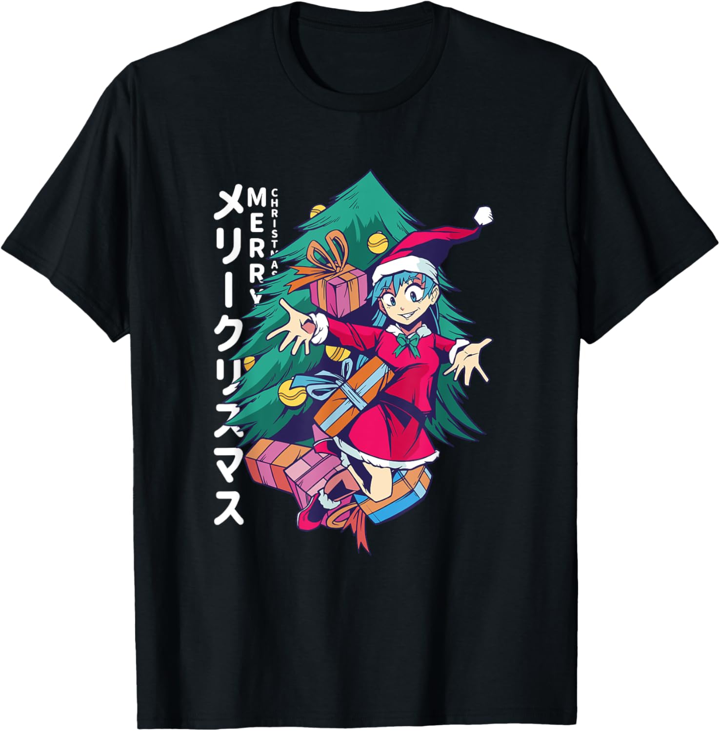 Merry Christmas Japanese Girl Anime Manga giving presents