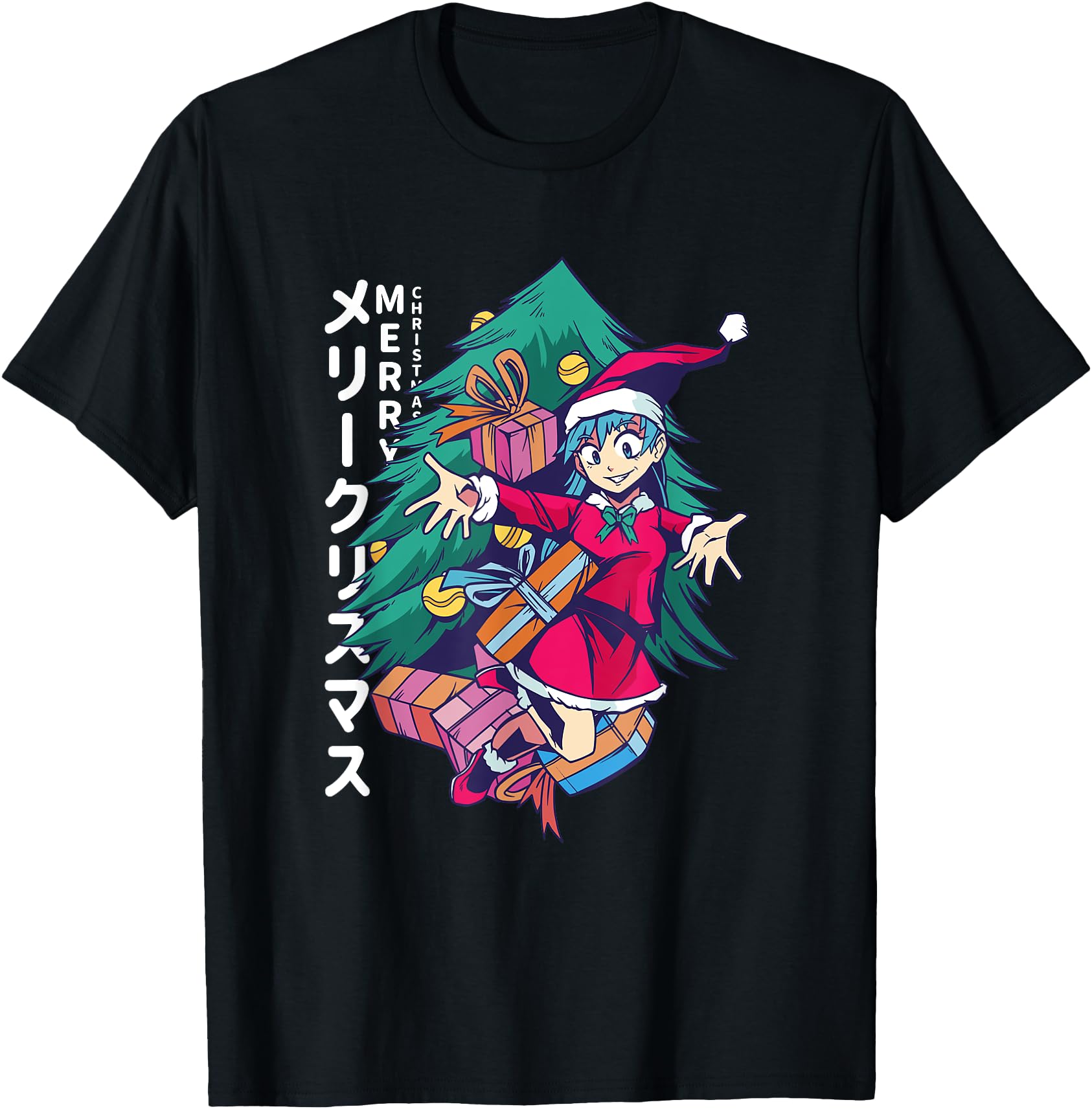 Merry Christmas Japanese Girl Anime Manga giving presents