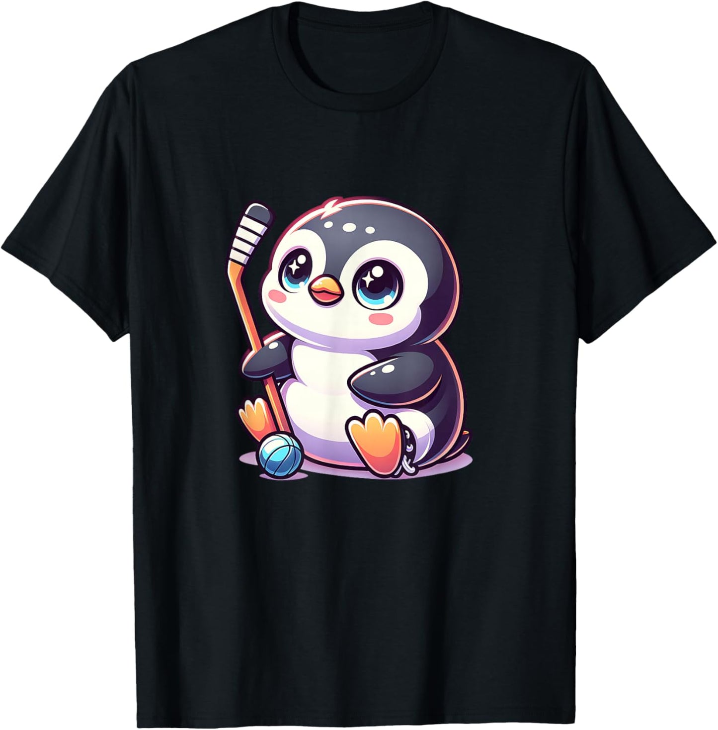 Cute Penguin Ice Hockey Stick Kawaii Chibi Winter Sports