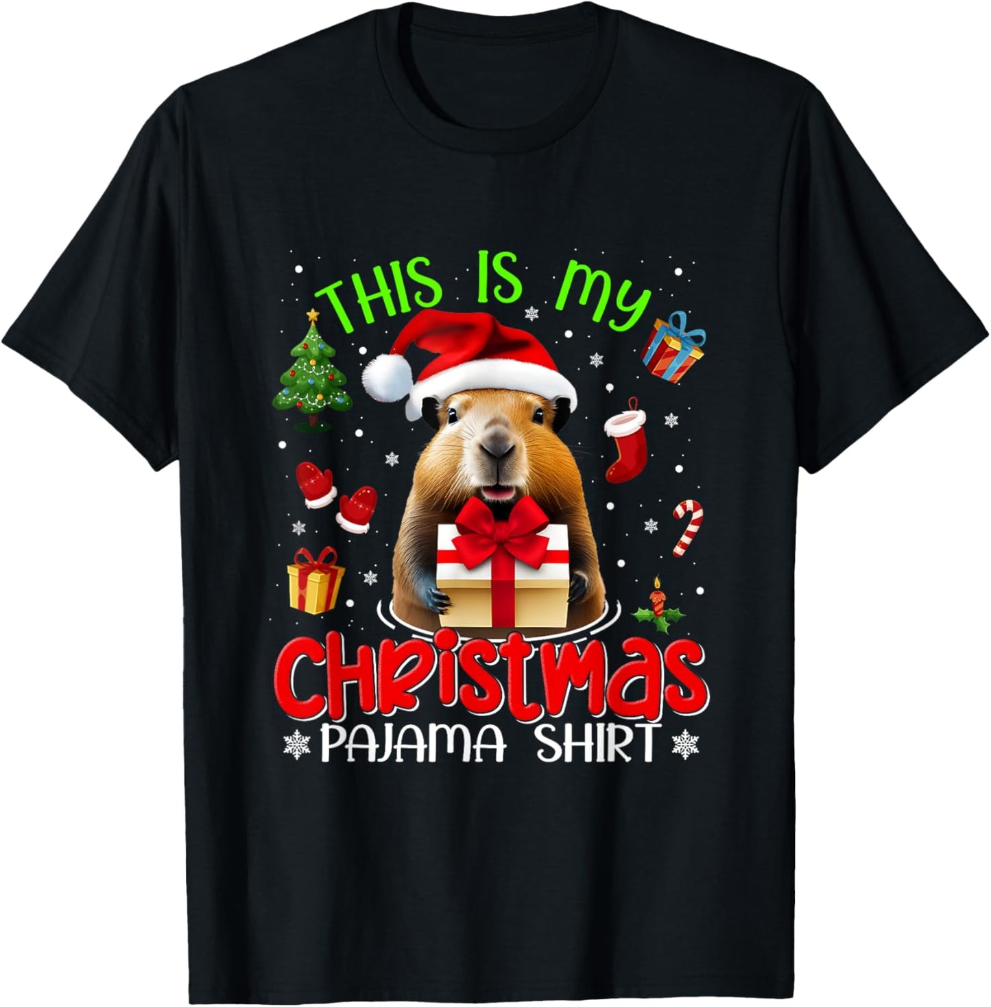 This is my Christmas Pajama shirt Funny Capybara Xmas pjs