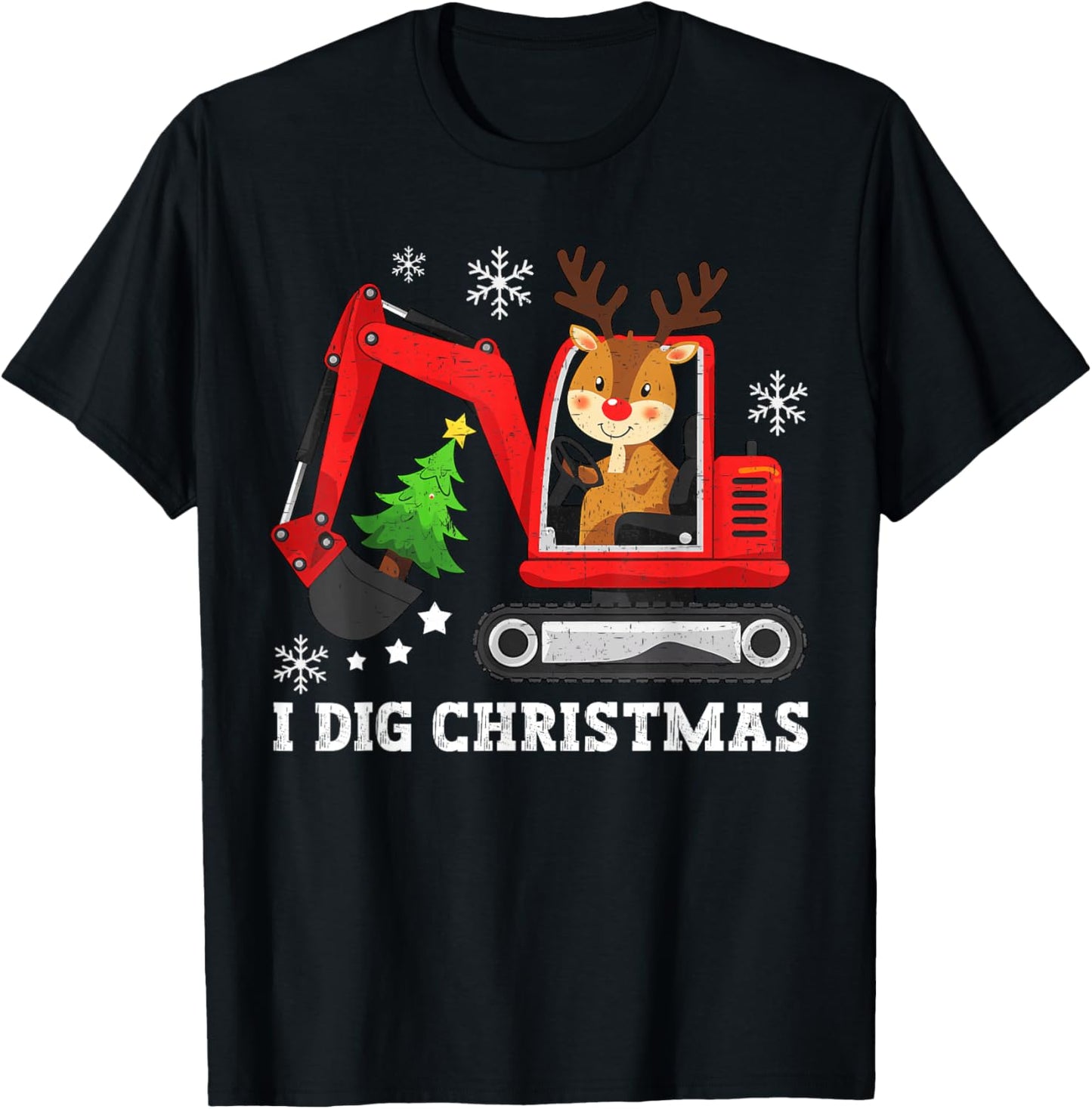 Reindeer Dig Christmas Cute Xmas Excavator Kids Boy Toddler