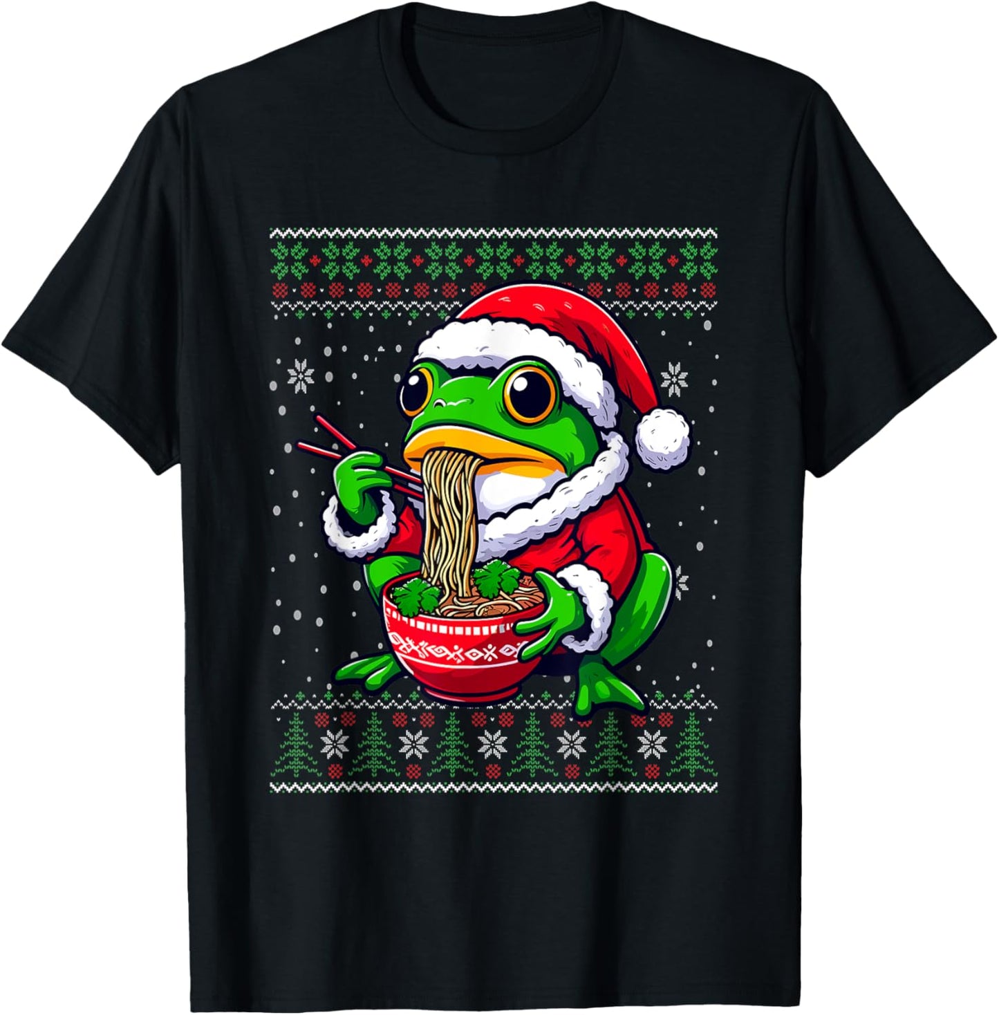 Christmas Frog Eating Ramen Ugly Christmas Sweater