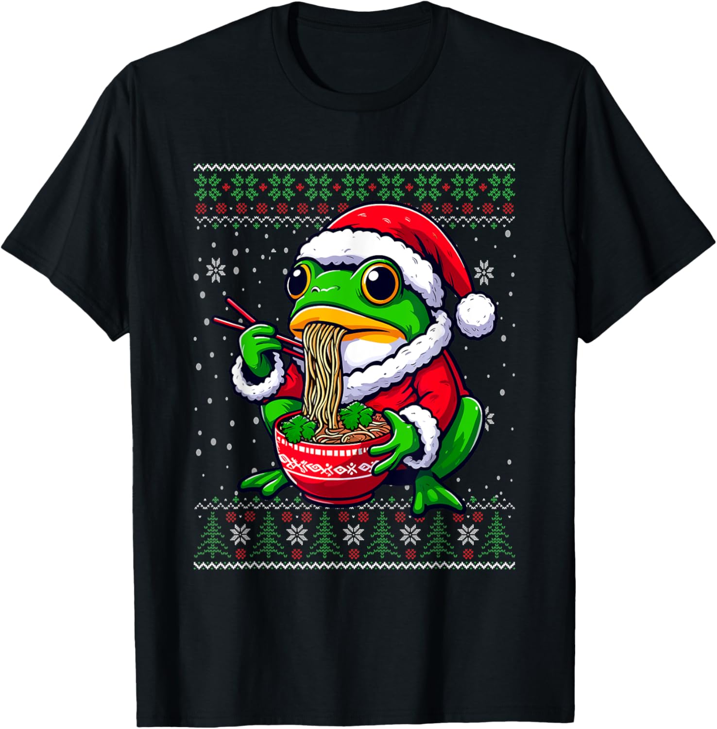 Christmas Frog Eating Ramen Ugly Christmas Sweater