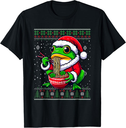 Christmas Frog Eating Ramen Ugly Christmas Sweater