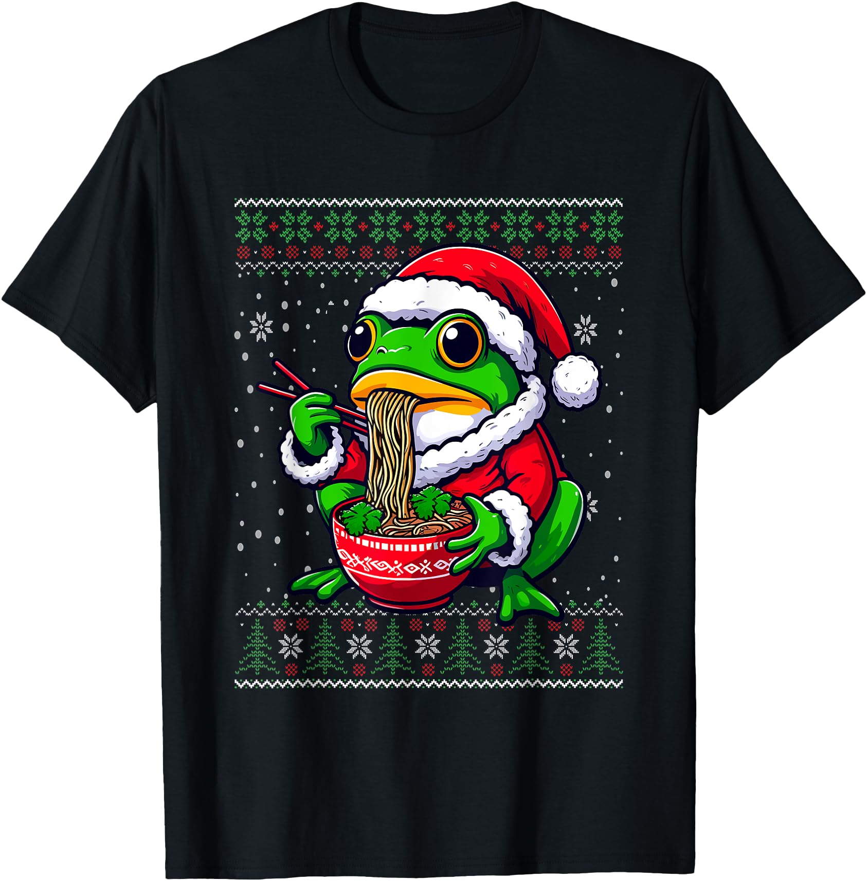 Christmas Frog Eating Ramen Ugly Christmas Sweater