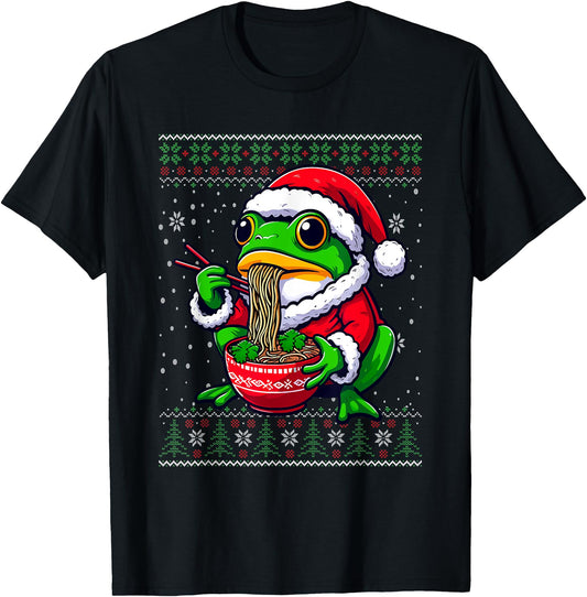Christmas Frog Eating Ramen Ugly Christmas Sweater