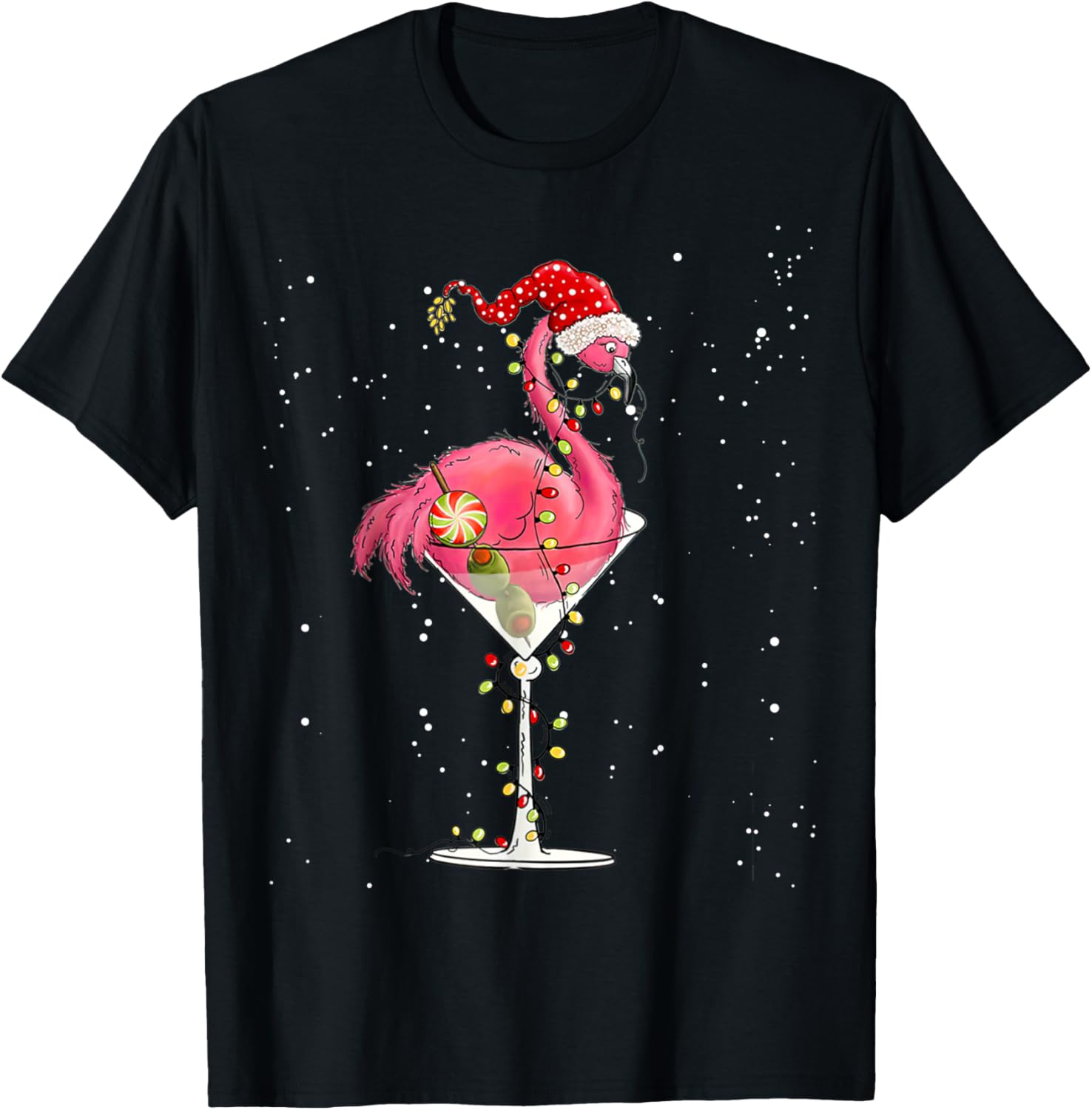 Merry Christmas Pink Flamingo Wine Drinking Lights Xmas Tree