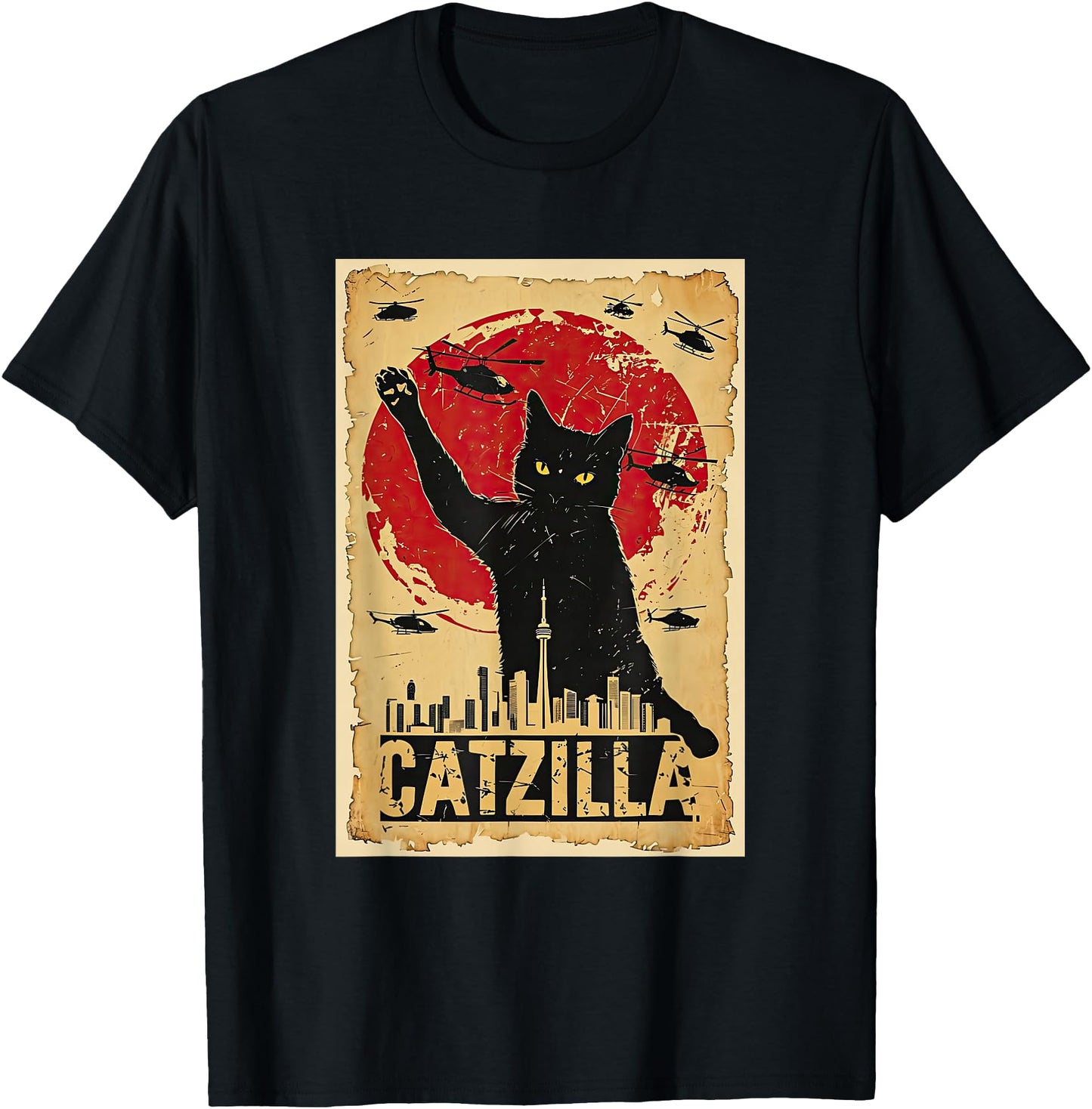 Catzilla Vintage Monster Toronto Skyline Japanese Art Cat