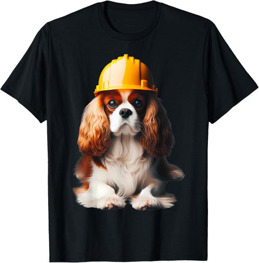 Cavalier King Charles Spaniel Dog Yellow Hard Hat Worker Dad T-Shirt for Men Women Kids