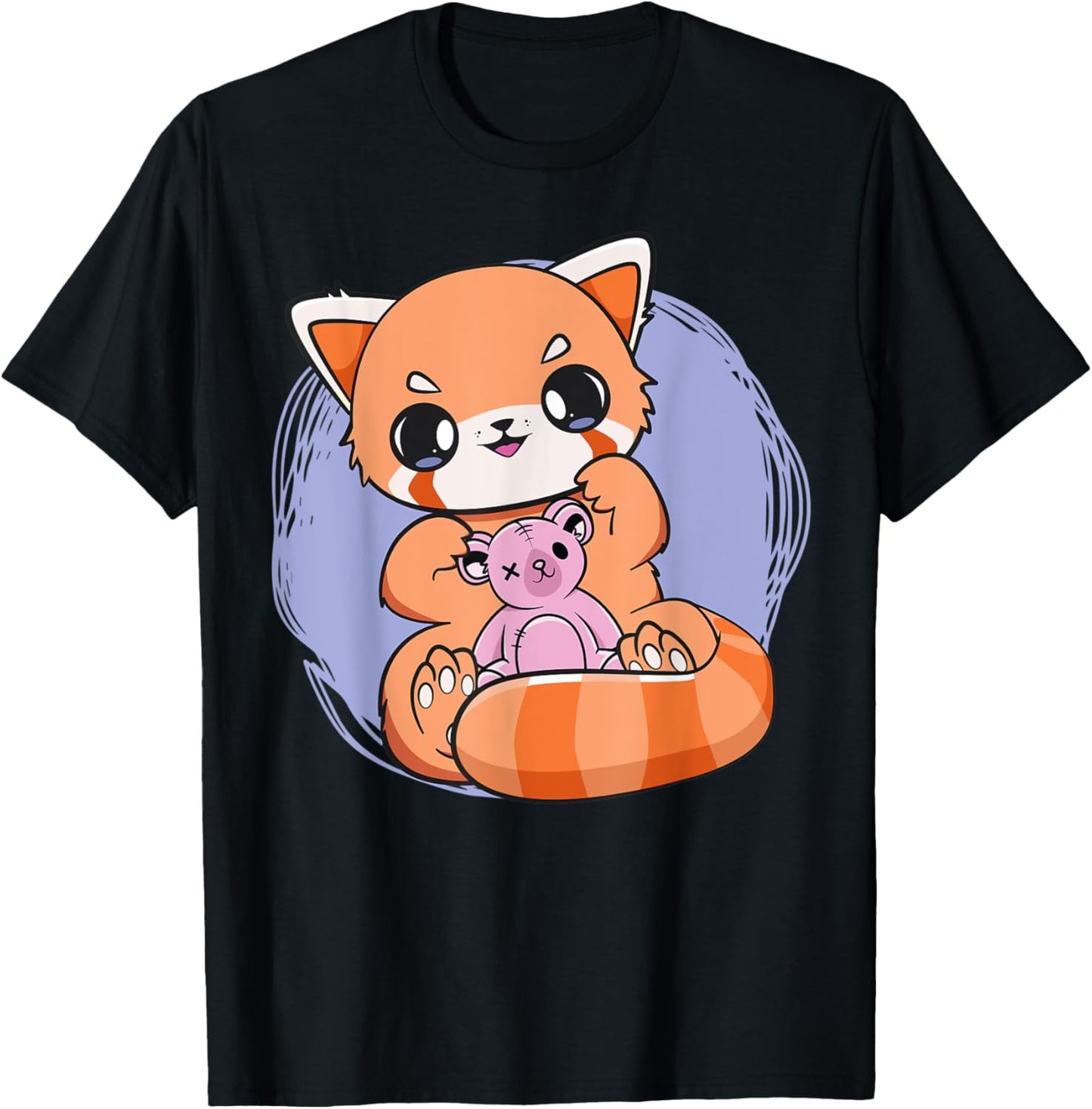 Pastel Goth Red Panda With Baby Teddy Bear Toy Cute Chibi