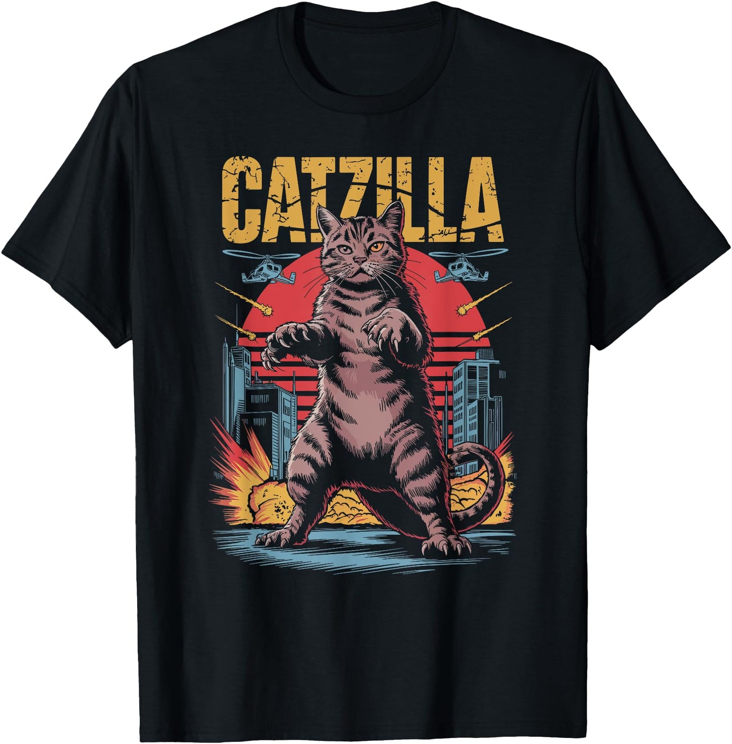 Catzilla Cat Funny Kitten Lover Japanese Art Men Women