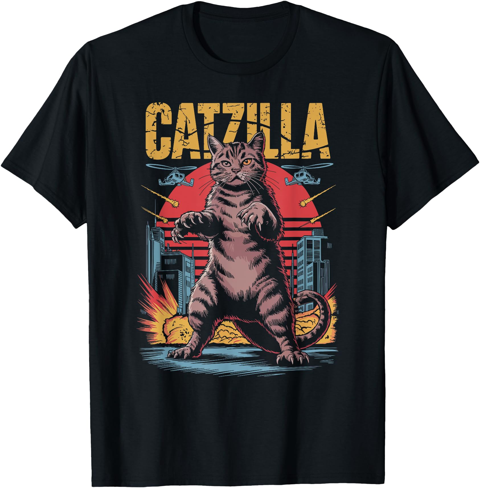 Catzilla Cat Funny Kitten Lover Japanese Art Men Women