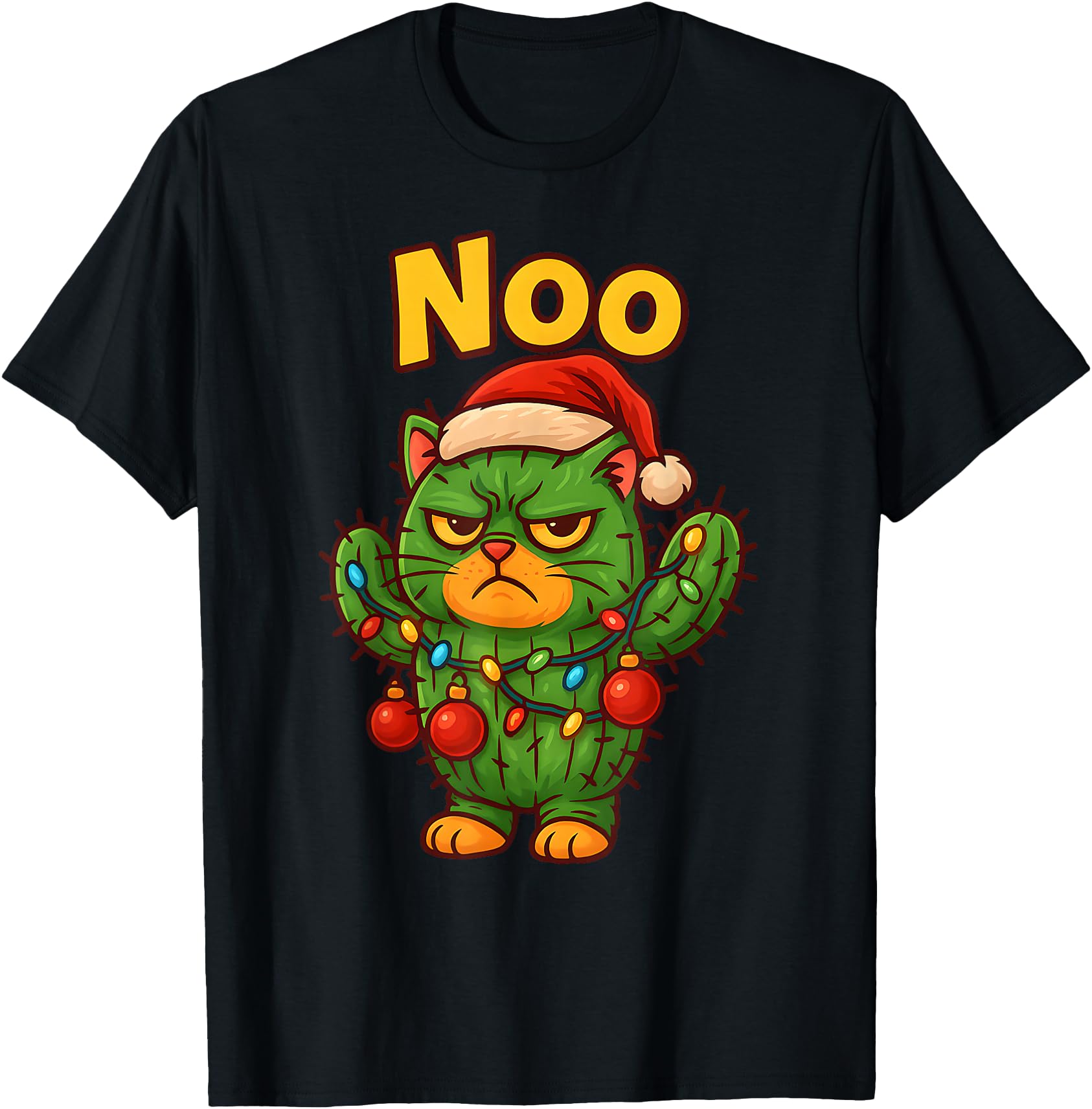 NOO Funny Christmas Cat Cactus, Grumpy Holiday Meme-Cat