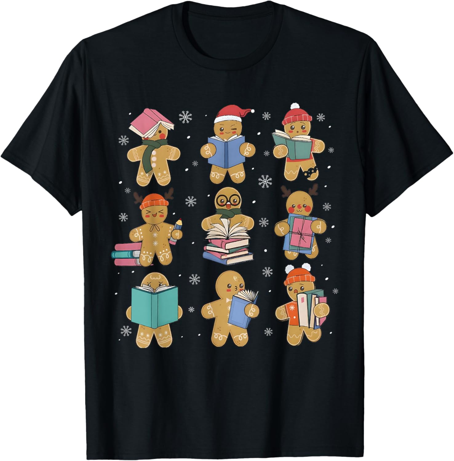Christmas Library Gingerbread Man Books Lover Bookworm Gifts