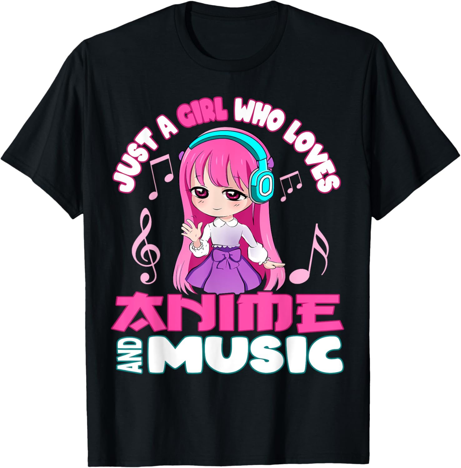 just a girl who loves anime and music chibi graphic