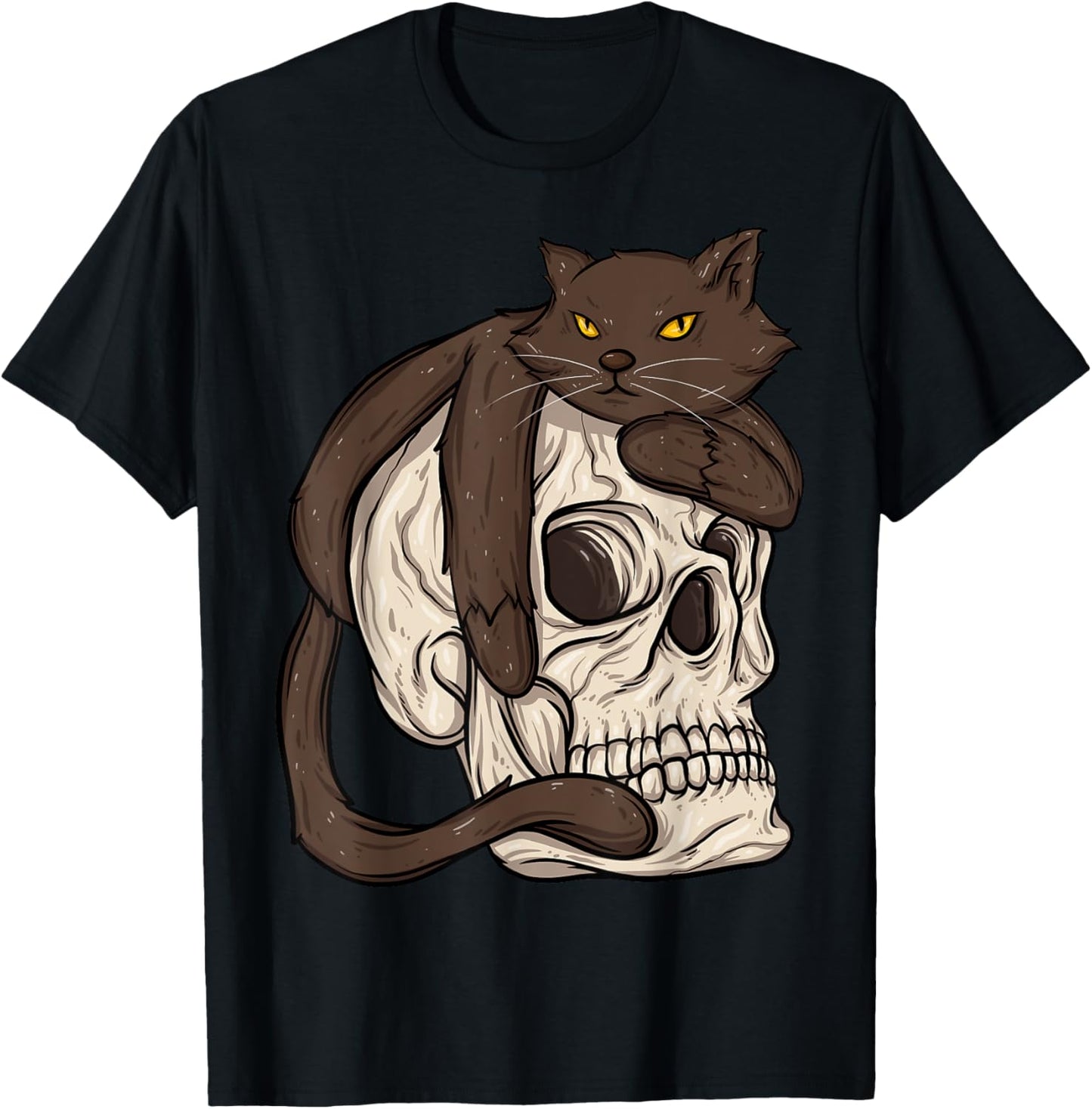 Cat Creepy Cat Lover Goth Skull Gothic T-Shirt