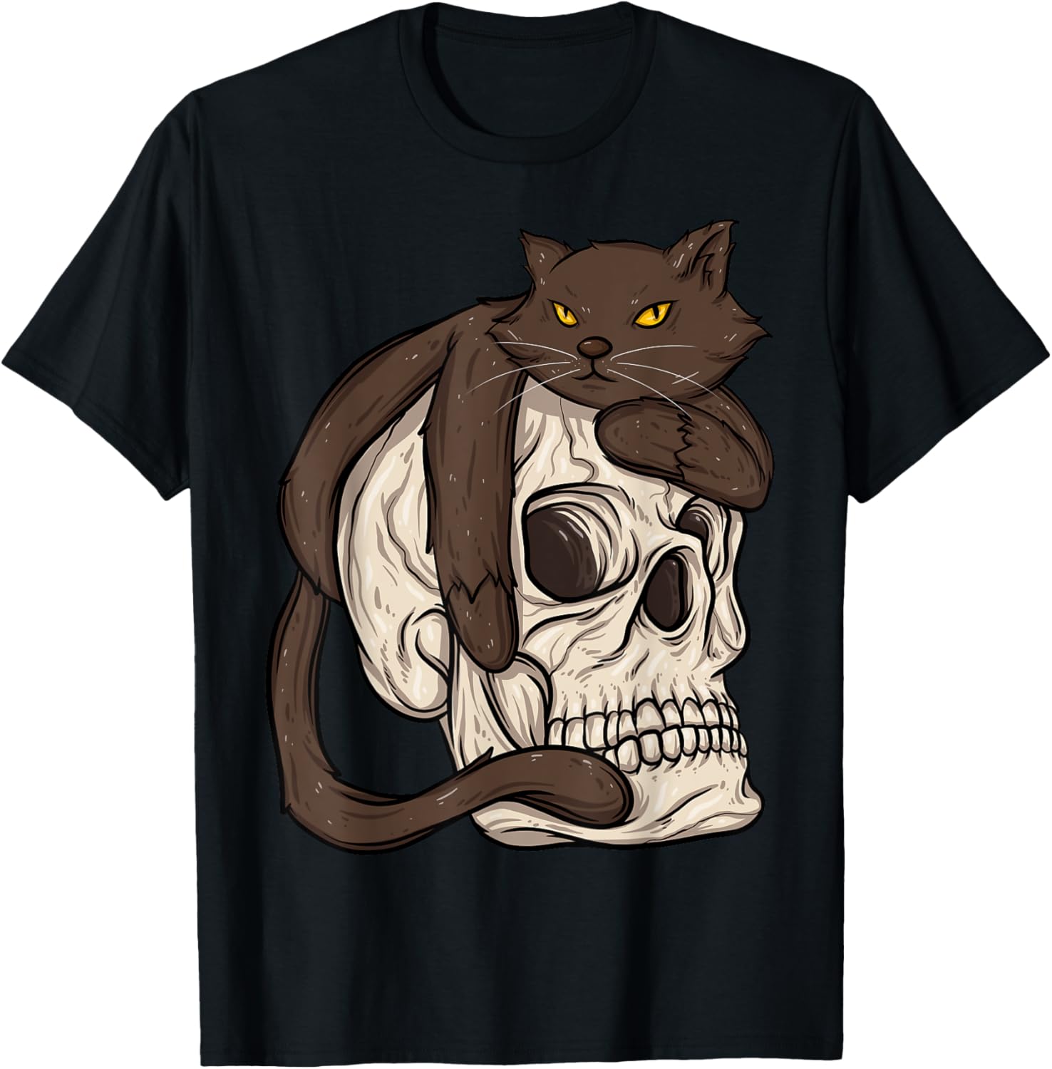 Cat Creepy Cat Lover Goth Skull Gothic T-Shirt