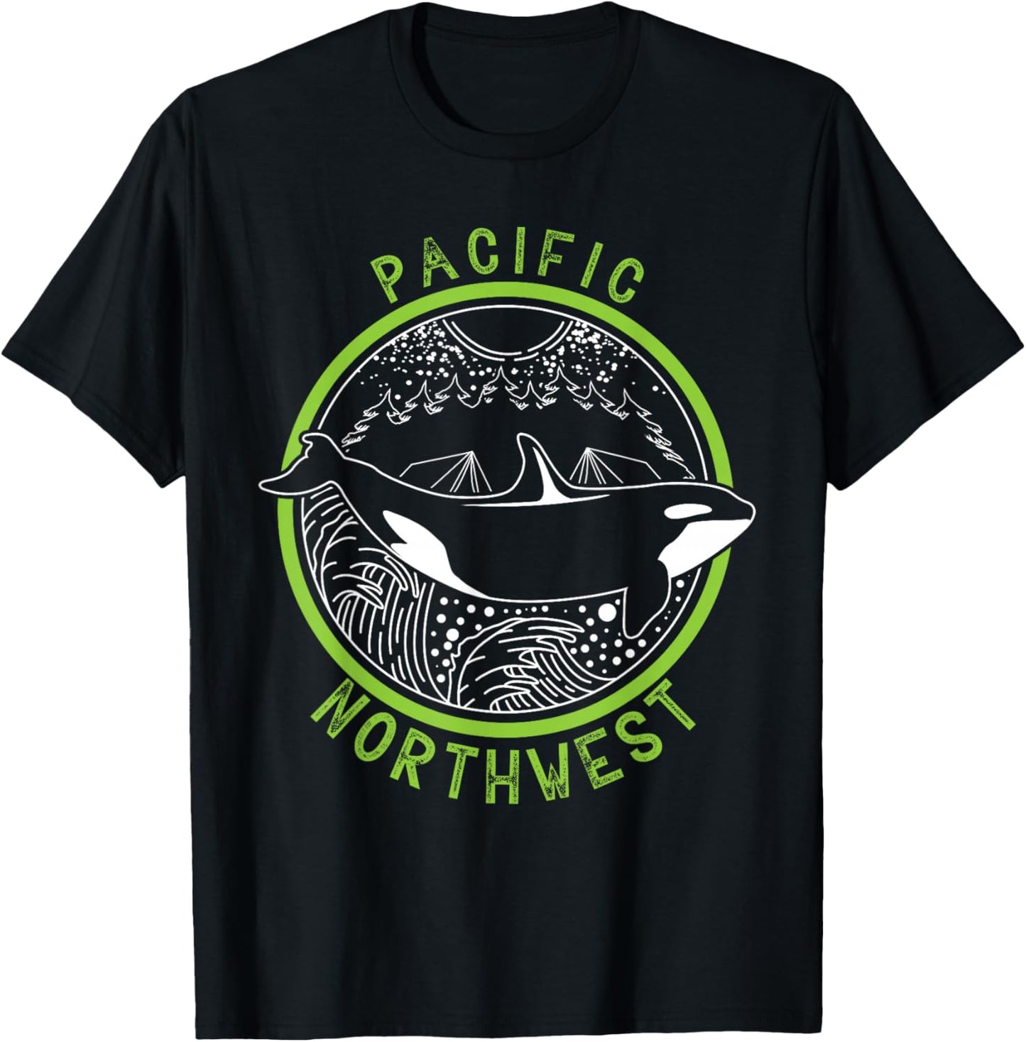 Pacific Northwest Orca Whale Tree Mountain Ocean PNW T-Shirt