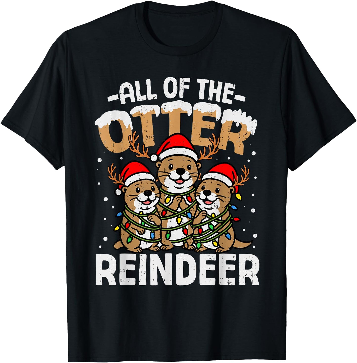 Funny Otter Reindeer Santa Christmas Animal Pun Xmas Holiday