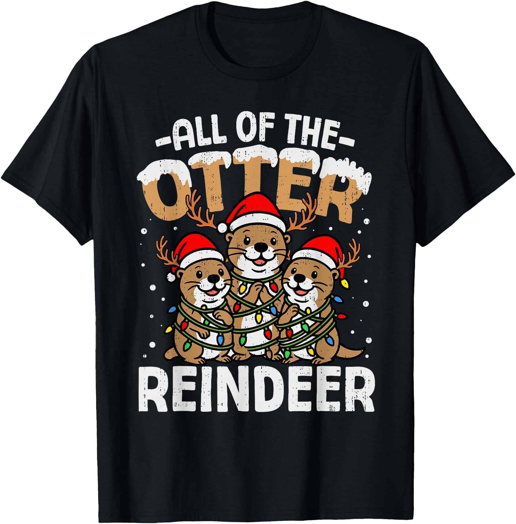 Funny Otter Reindeer Santa Christmas Animal Pun Xmas Holiday