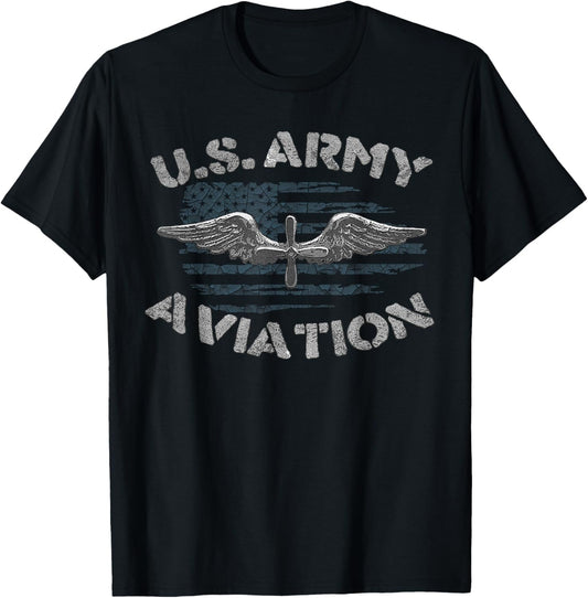 Aircraft Mechanic Flight Instructor Flying Xmas US Army Aviation US Airplanes Pilot Tee, Unisex Adult T-Shirt, Black, Small, Short Sleeve, Classic Fit, Cotton 80% Polyester 20%, Aviation Pilot