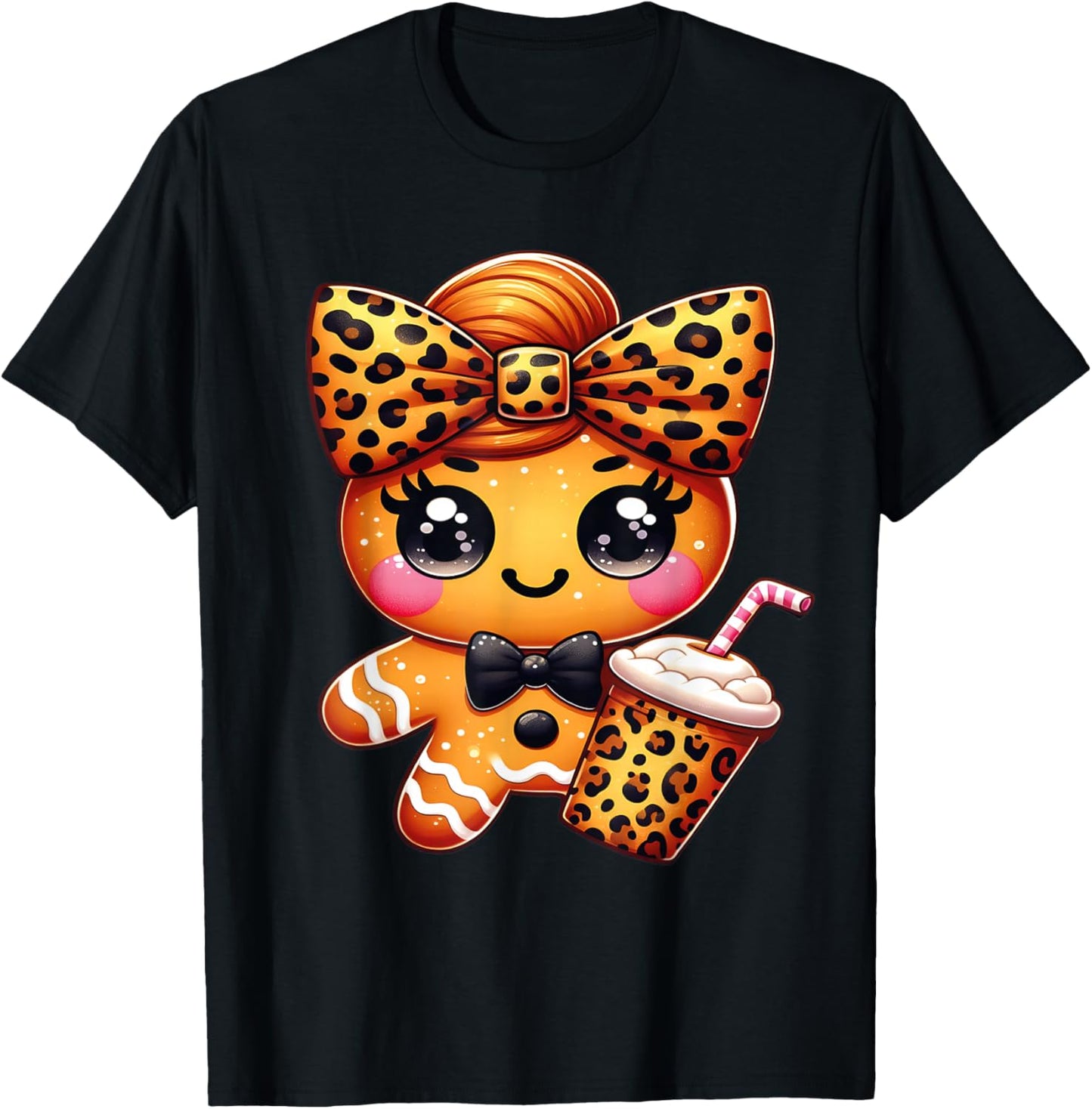 Cute Gingerbread Leopard Coquette Christmas Xmas Girl Women