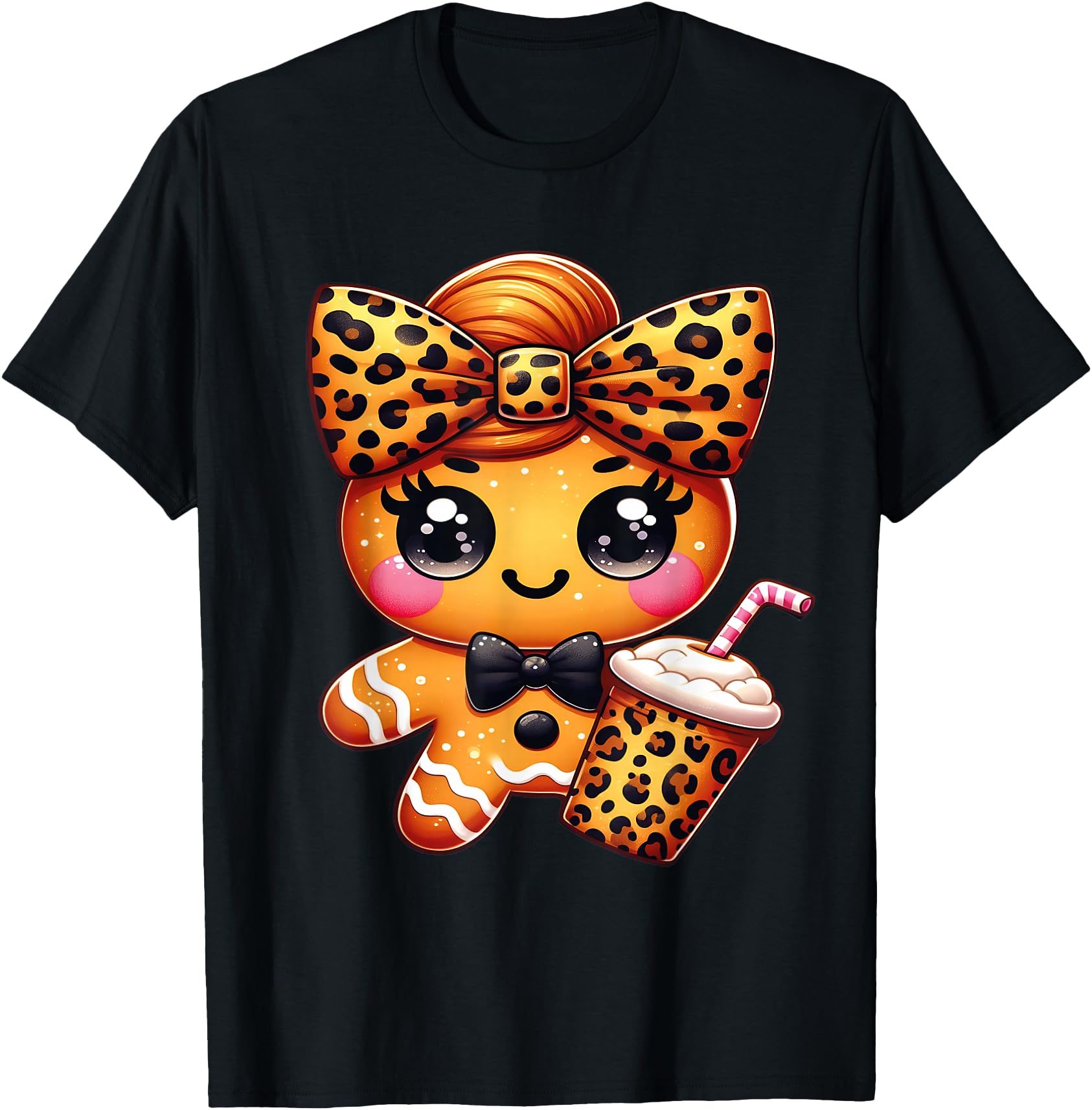 Cute Gingerbread Leopard Coquette Christmas Xmas Girl Women
