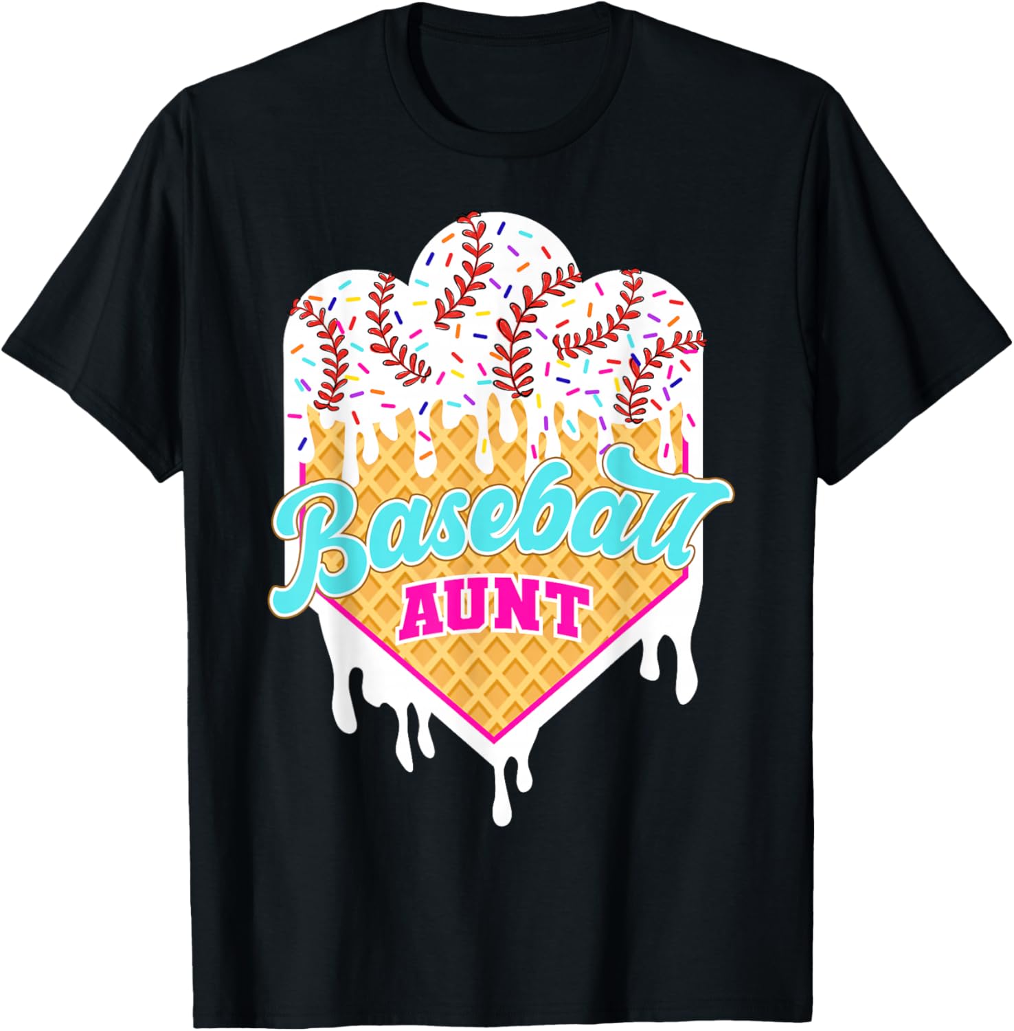 Baseball Aunt Ice Cream Drip Sweet Baseball Game Day Sport