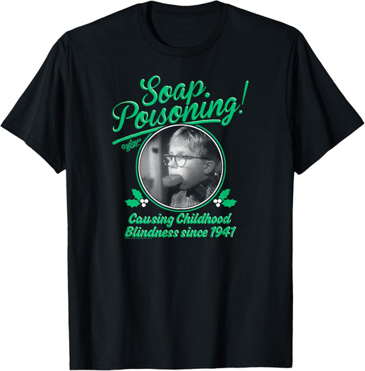 A Christmas Story Soap Poisoning Black and White Funny T-Shirt