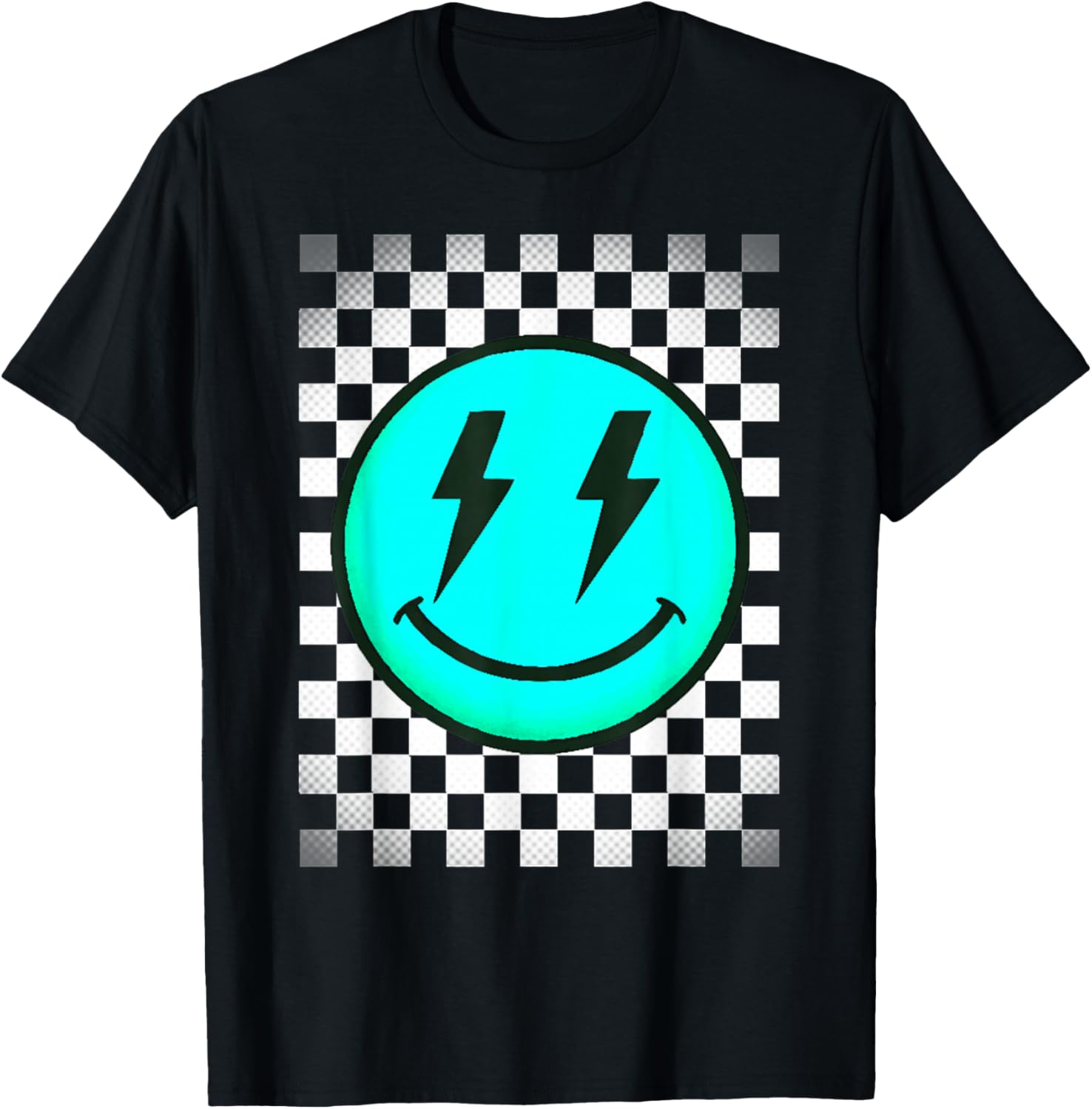 Checkered Pattern Smile Face T-Shirt