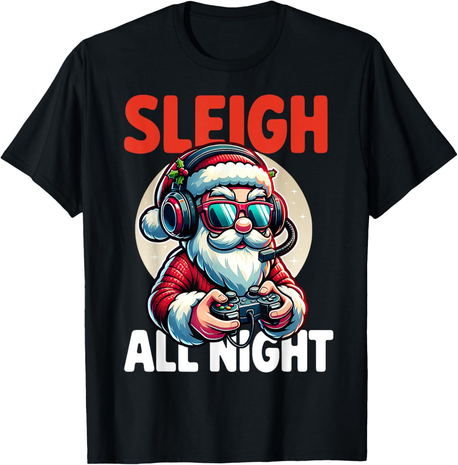 Christmas Gamer Boys Sleigh All Night Video Game Santa Xmas