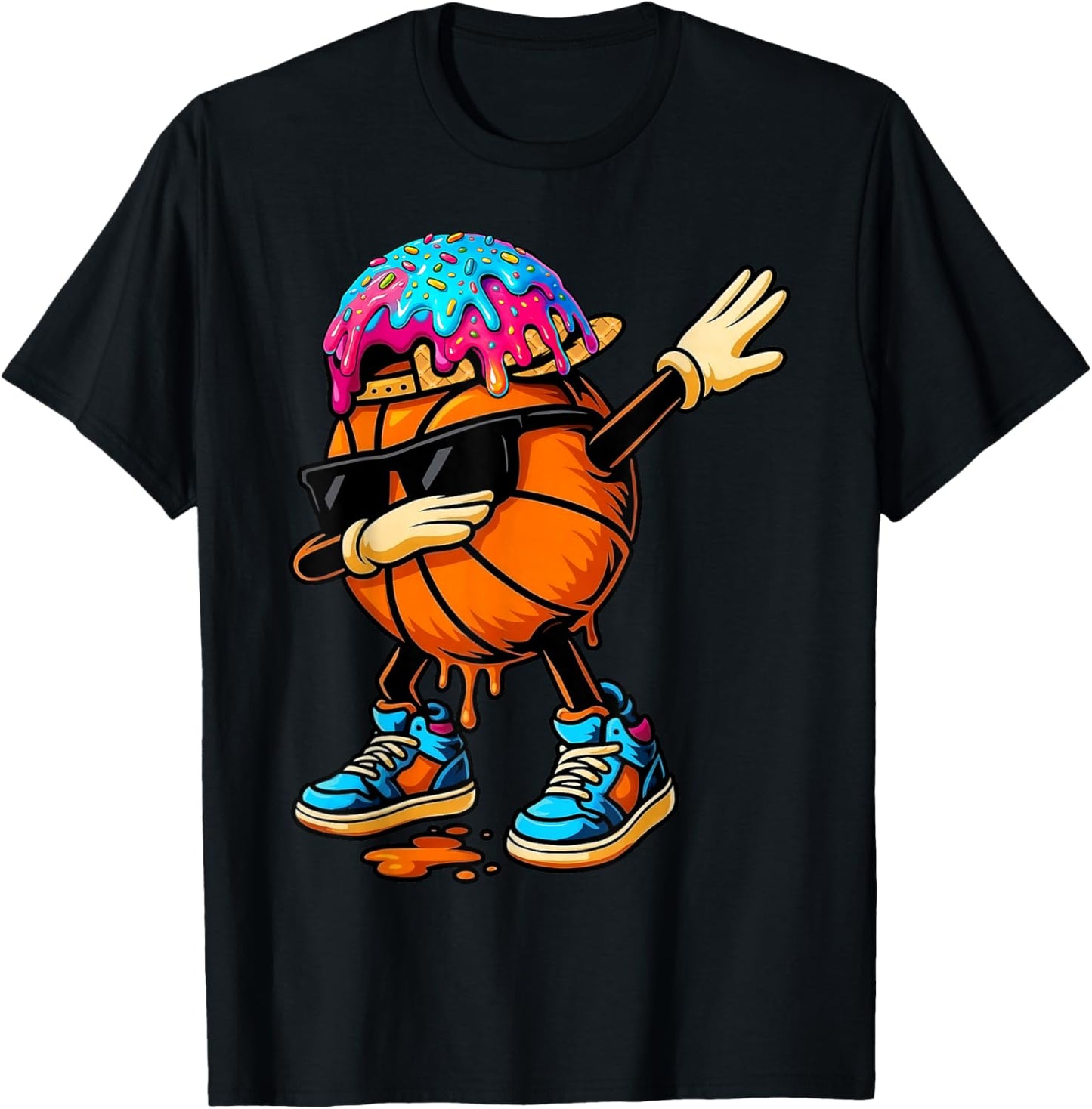 Dabbing Basketball Ice Cream Drip For Boys Funny Basketball