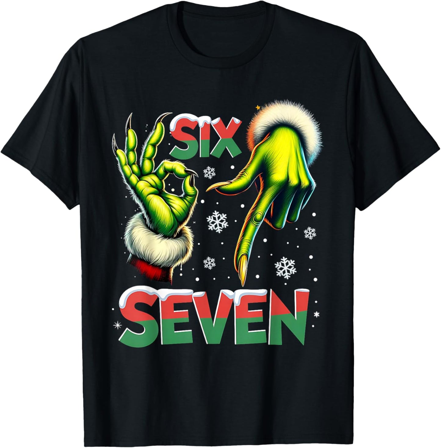 Six Seven Funny Green Hand Christmas Parody