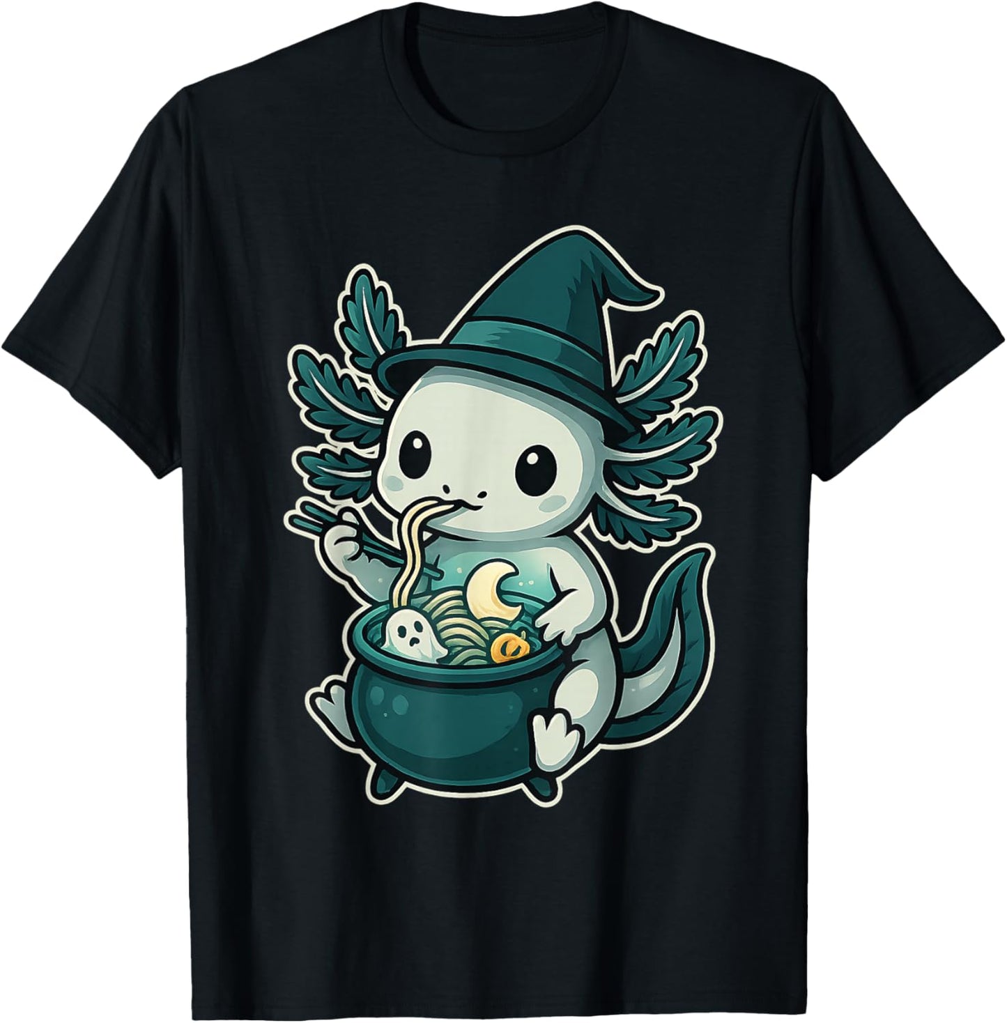 Witchy Axolotl Ramen in Cauldron Kawaii Chibi Halloween