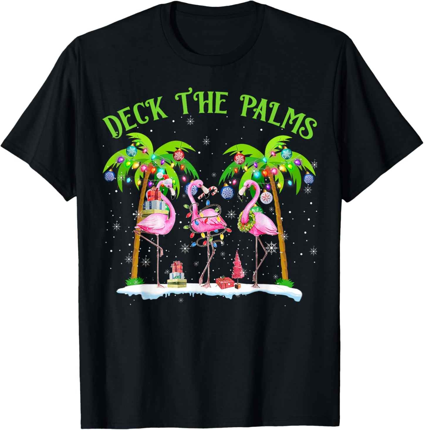 Deck the Palms Flamingo Tropical Christmas Lights Palm Tree