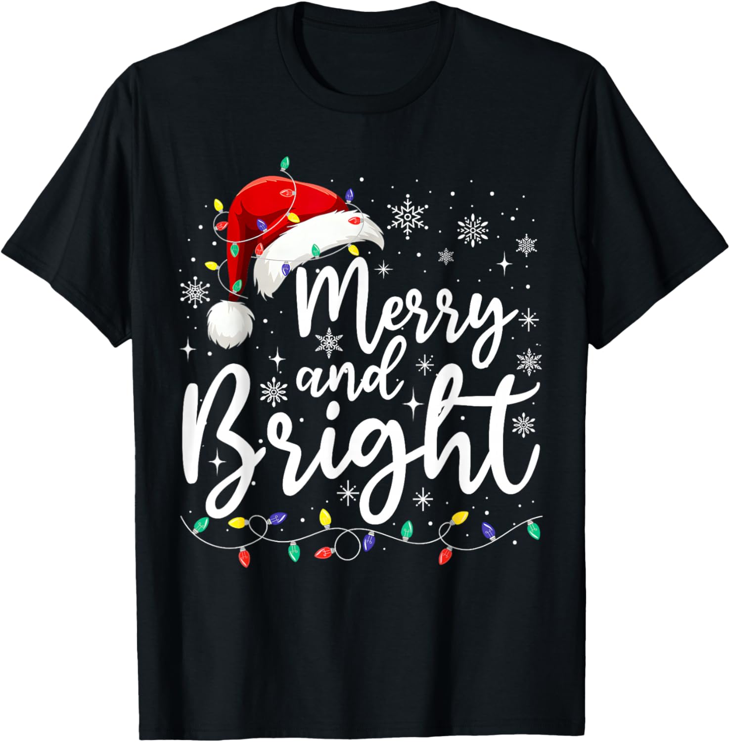Merry and Bright Christmas Lights Santa Men Women Boys Girls