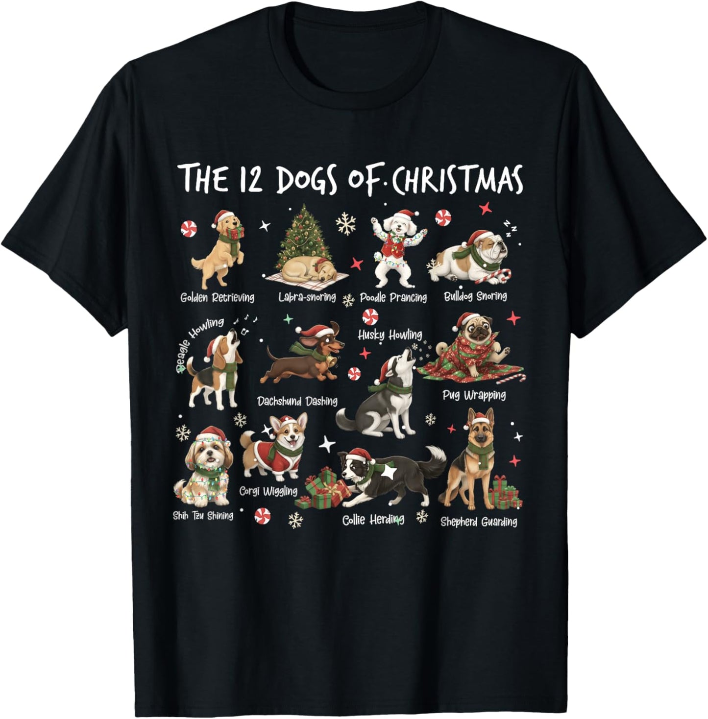 Cute 12 Dogs Xmas Funny Dog Lovers Christmas Men Women Kids