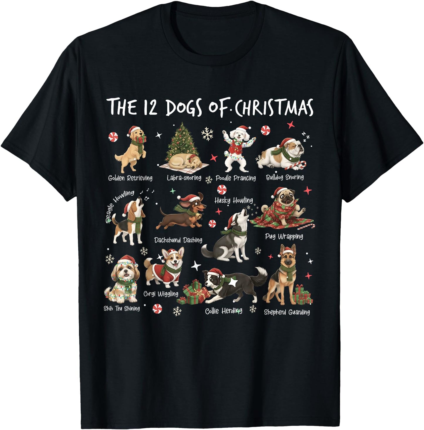 Cute 12 Dogs Xmas Funny Dog Lovers Christmas Men Women