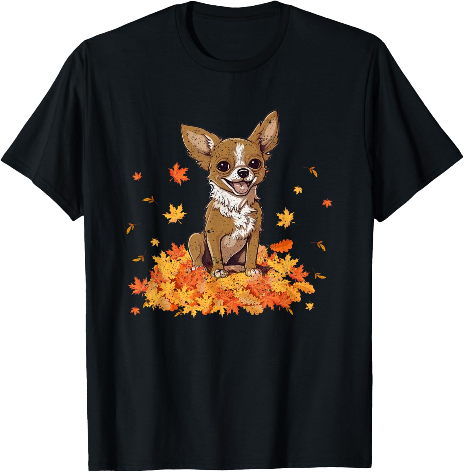 Chihuahua Hello Autumn Dog Lover Fall Leaves Thankgiving Men Women Kids T-Shirt