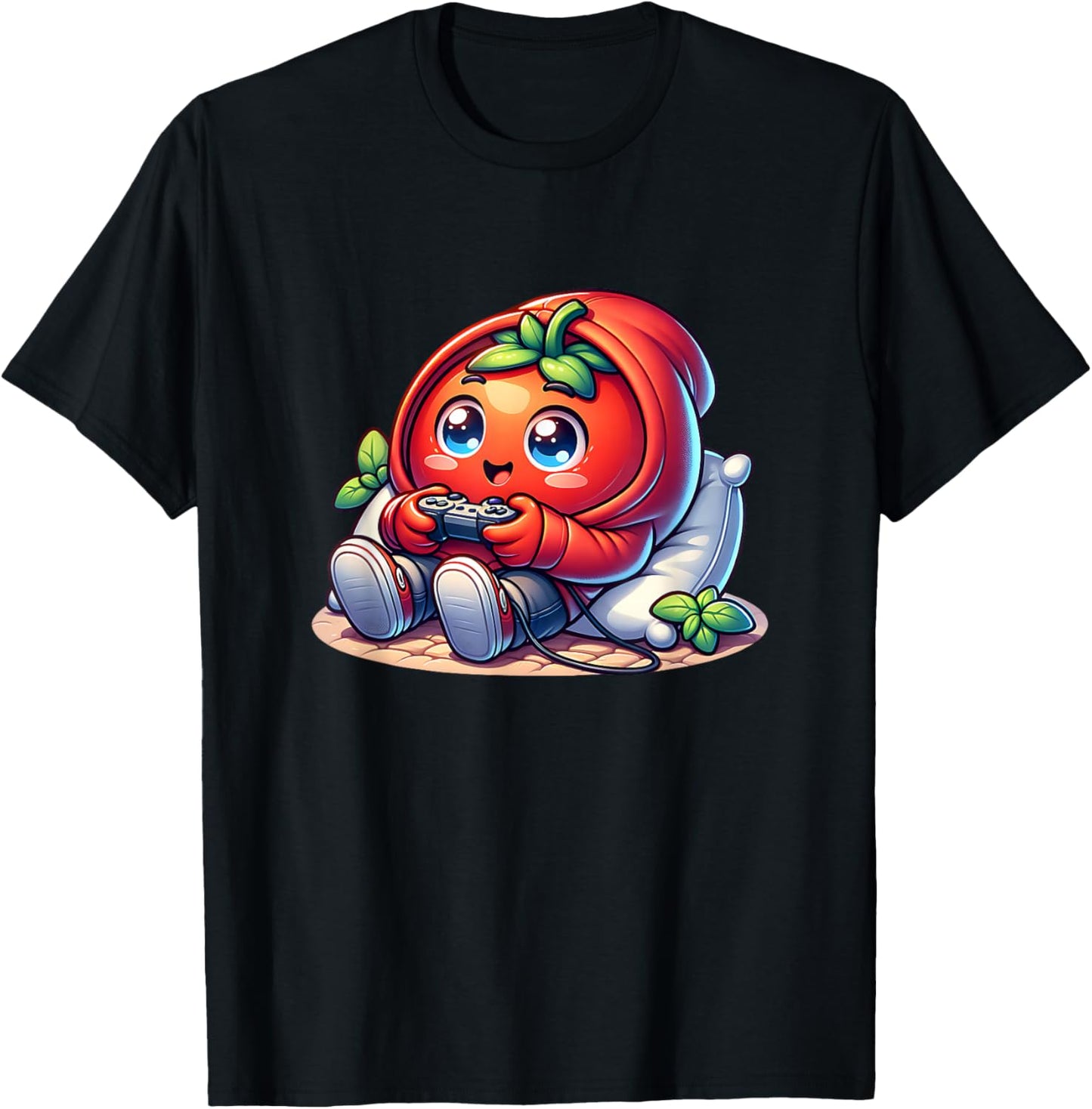 Cute Kawaii Tomato Gamer with Controller Chibi Style