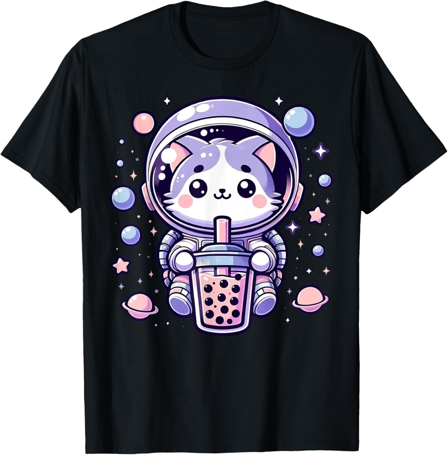 Kawaii Cat Astronaut With Boba Tea Anime In Space Adventure